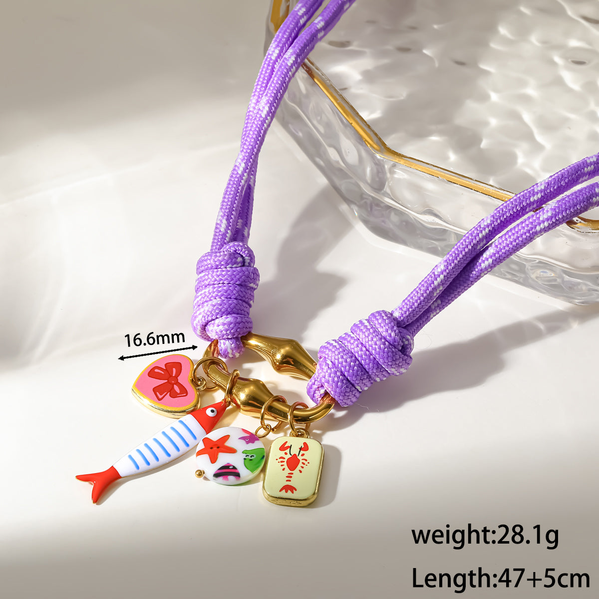 Cherry Electroplated Pendant Necklace Marine Style 18K Gold Plated 304 Stainless Steel Twisted Rope Chain PVD Coating