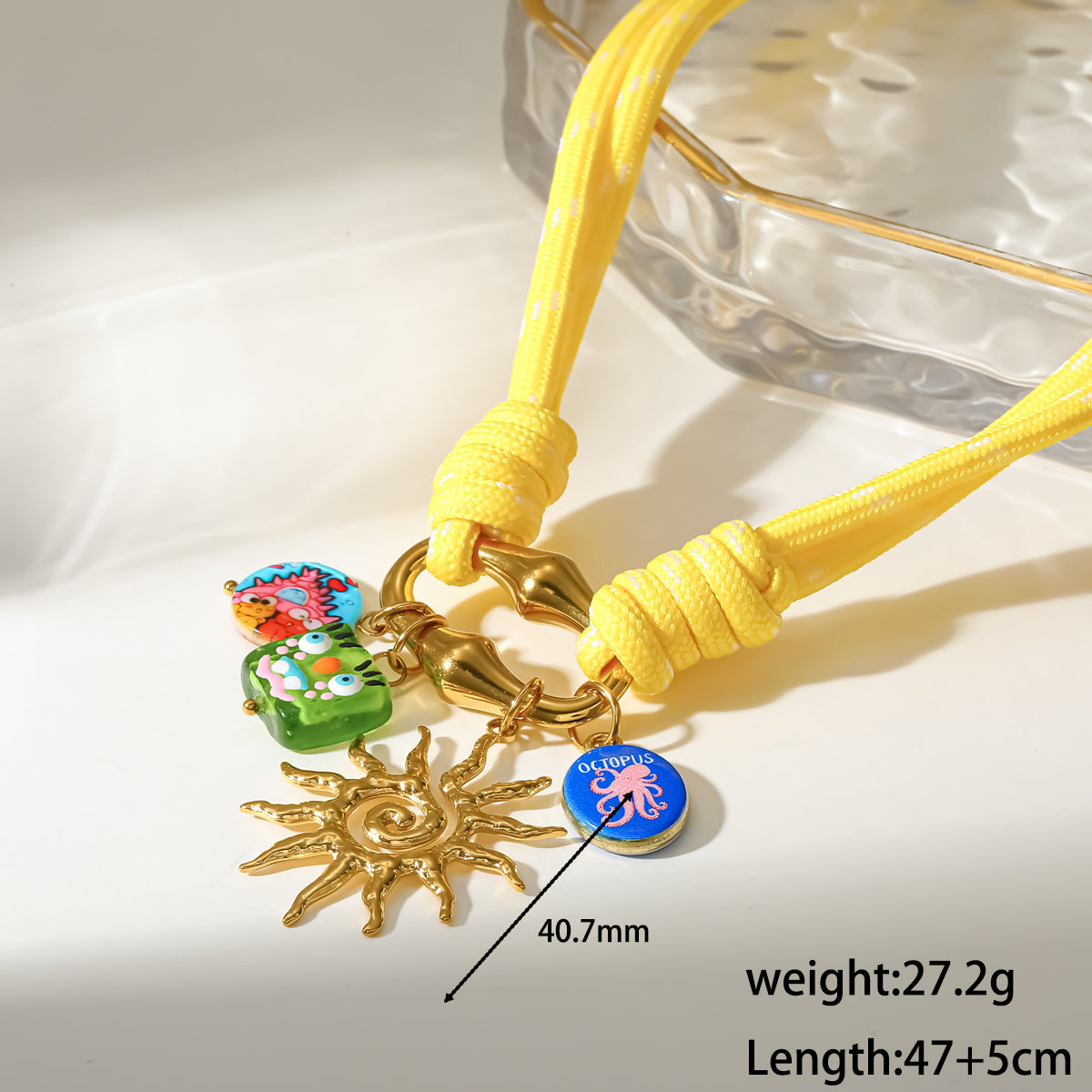 Cherry Electroplated Pendant Necklace Marine Style 18K Gold Plated 304 Stainless Steel Twisted Rope Chain PVD Coating