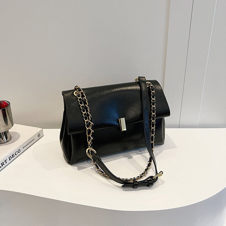 Women’s Square PU Leather Bag With Sewing Thread Detail, Single Shoulder Strap, Perfect For Spring And Summer