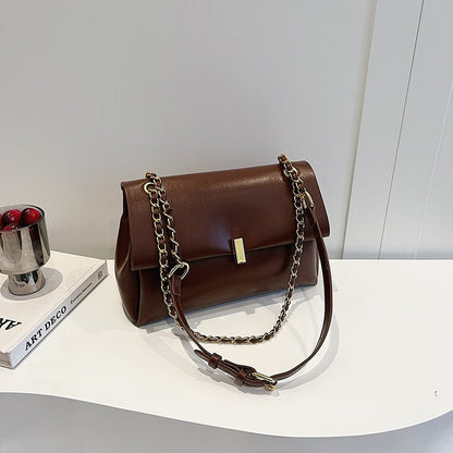 Women’s Square PU Leather Bag With Sewing Thread Detail, Single Shoulder Strap, Perfect For Spring And Summer