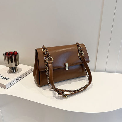 Women’s Square PU Leather Bag With Sewing Thread Detail, Single Shoulder Strap, Perfect For Spring And Summer