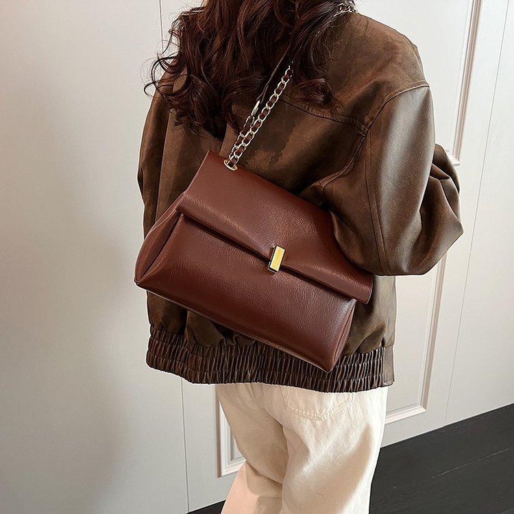 Women’s Square PU Leather Bag With Sewing Thread Detail, Single Shoulder Strap, Perfect For Spring And Summer