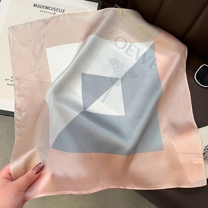 Geometric Silk Scarf In Multicolor For Summer Commute