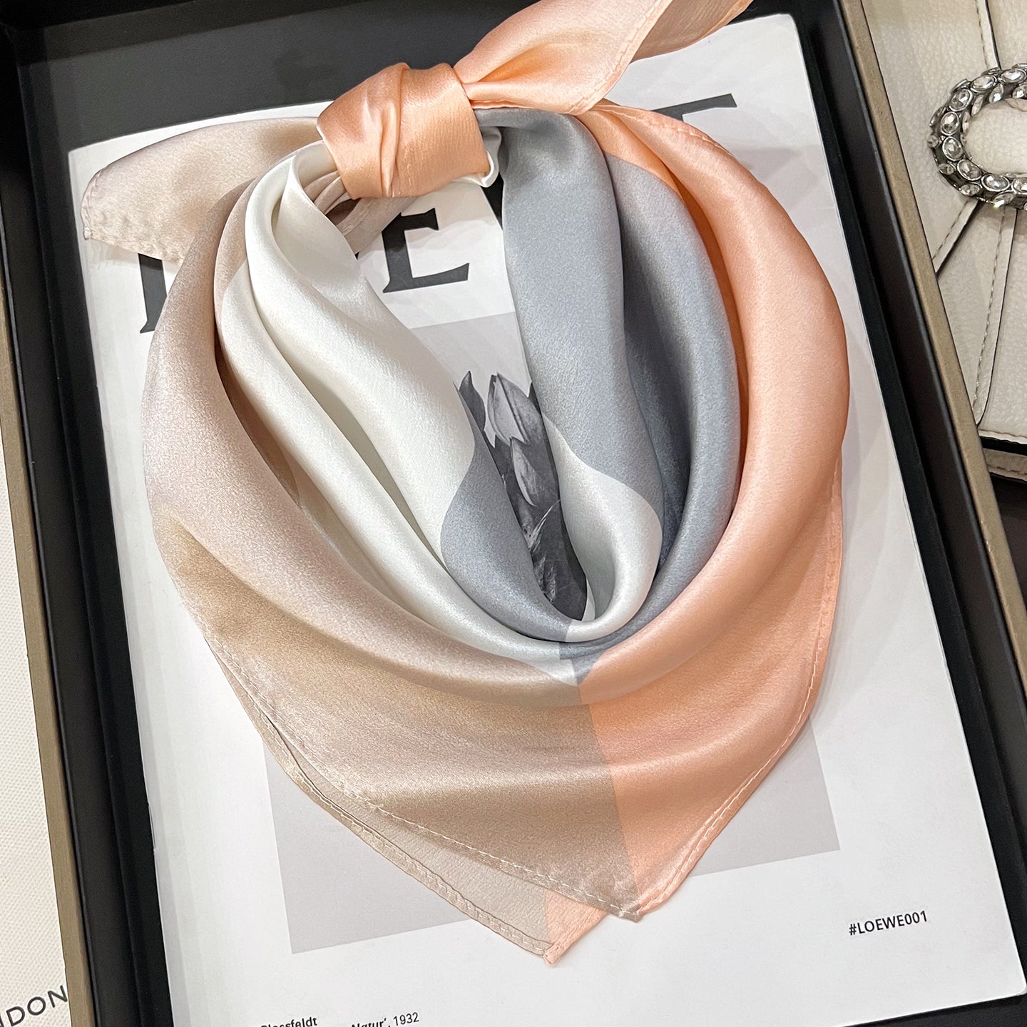 Geometric Silk Scarf In Multicolor For Summer Commute