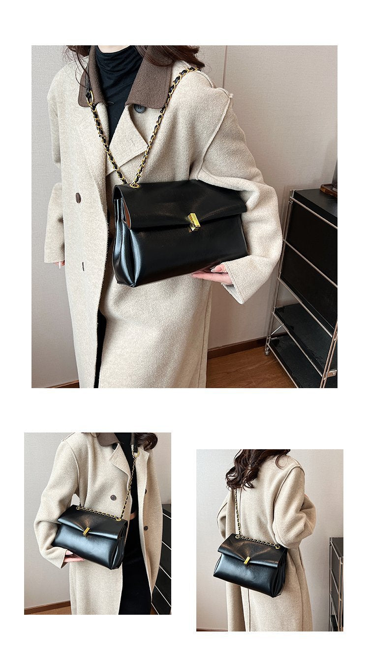 Women’s Square PU Leather Bag With Sewing Thread Detail, Single Shoulder Strap, Perfect For Spring And Summer