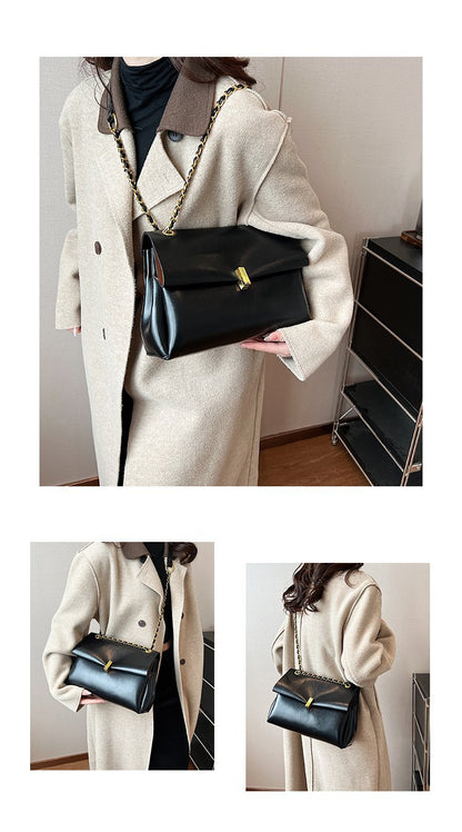 Women’s Square PU Leather Bag With Sewing Thread Detail, Single Shoulder Strap, Perfect For Spring And Summer