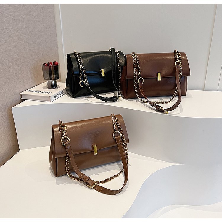 Women’s Square PU Leather Bag With Sewing Thread Detail, Single Shoulder Strap, Perfect For Spring And Summer