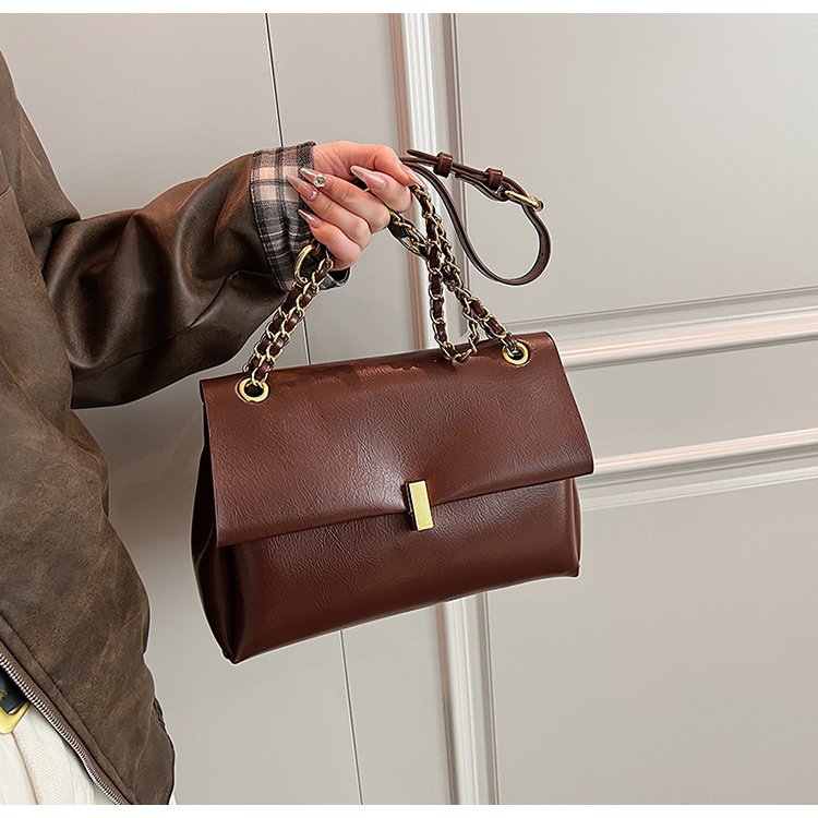 Women’s Square PU Leather Bag With Sewing Thread Detail, Single Shoulder Strap, Perfect For Spring And Summer