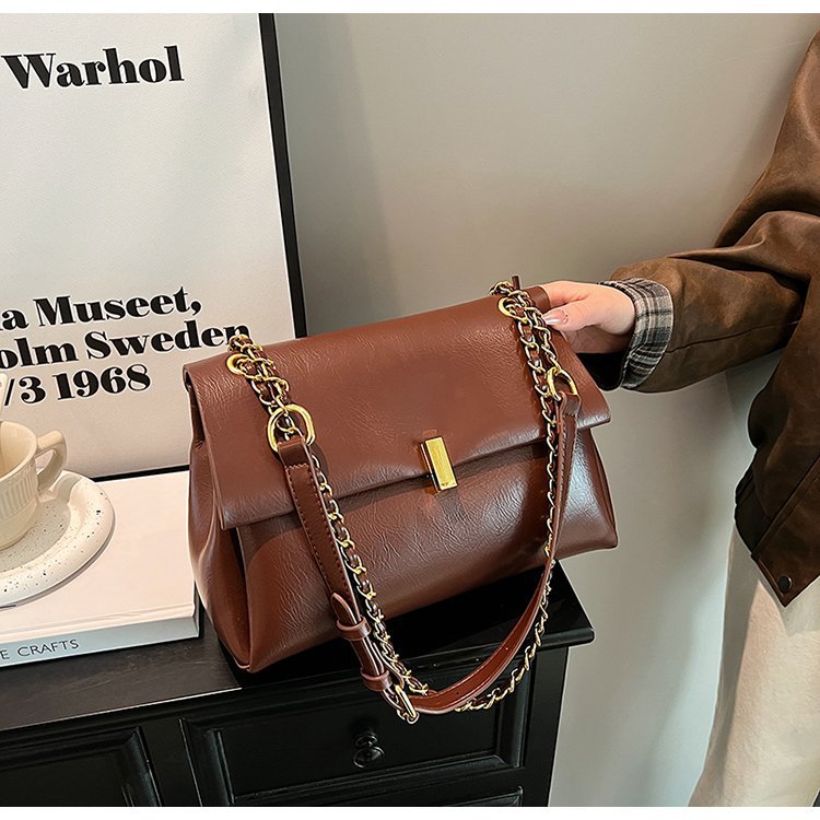 Women’s Square PU Leather Bag With Sewing Thread Detail, Single Shoulder Strap, Perfect For Spring And Summer
