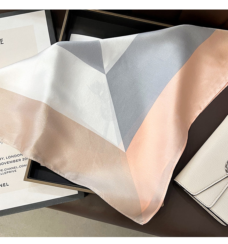 Geometric Silk Scarf In Multicolor For Summer Commute