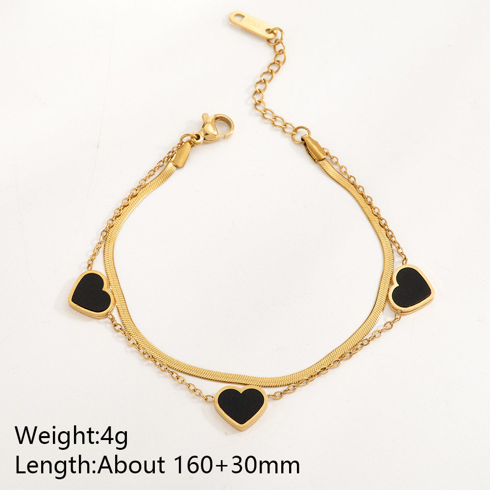 Unisex Round Multi Charms Bracelet With Handmade Chain, Electroplated 304 Stainless Steel, 18K Gold Plated With Rhinestones