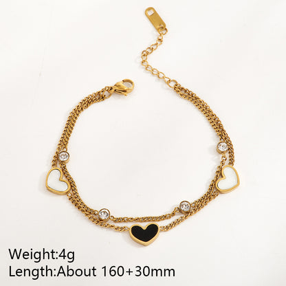 Unisex Round Multi Charms Bracelet With Handmade Chain, Electroplated 304 Stainless Steel, 18K Gold Plated With Rhinestones