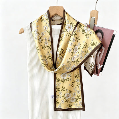 Sweet Silk Flowers Pattern Scarf For Women In Apricot, Perfect For Summer
