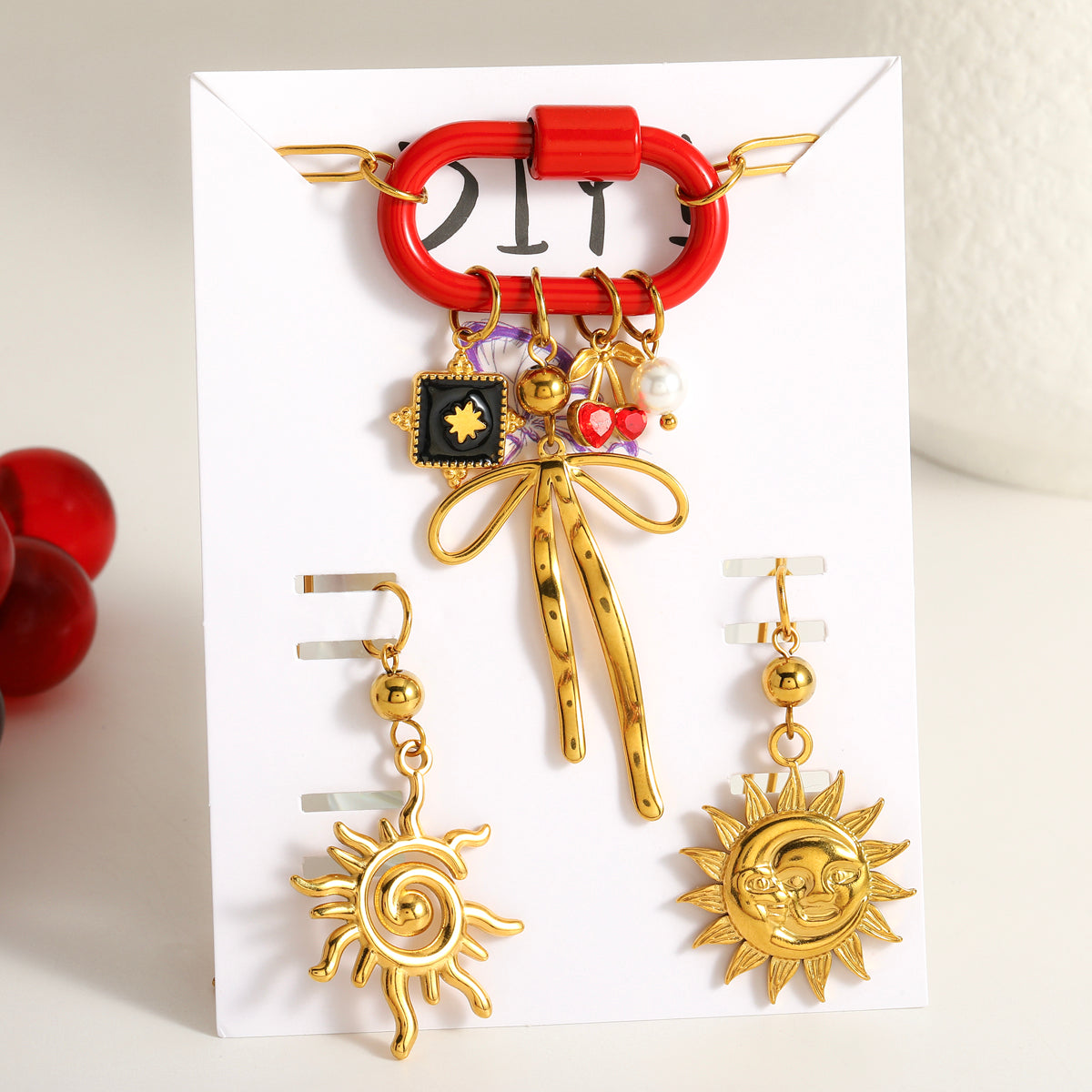 Cartoon Style Jewelry Set For Women With 18K Real Gold Plated 0.03µm Finish Featuring Artificial Pearl And Paperclip Chain
