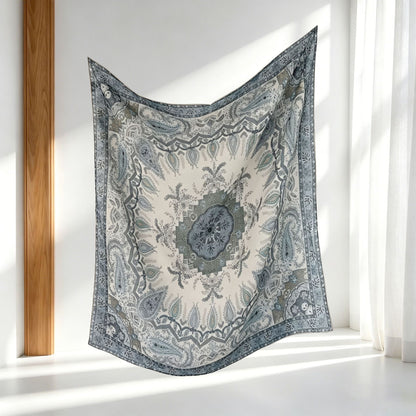 Retro Silk Scarf For Women Featuring Elegant Flowers, Perfect For Summer