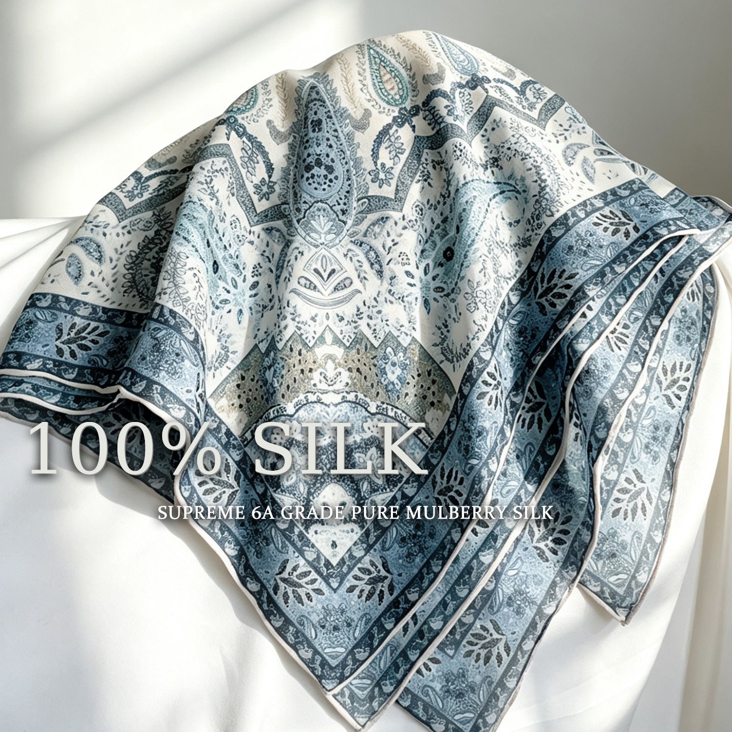 Retro Silk Scarf For Women Featuring Elegant Flowers, Perfect For Summer