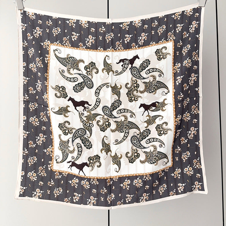 Elegant Silk Cashew Nuts Pattern Silk Scarf For Women In Grey, Perfect For Summer