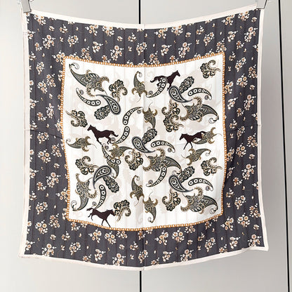 Elegant Silk Cashew Nuts Pattern Silk Scarf For Women In Grey, Perfect For Summer