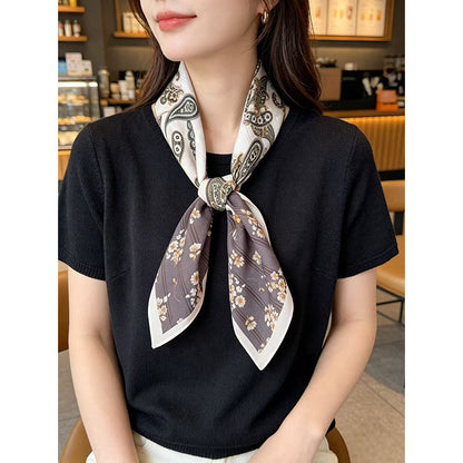 Elegant Silk Cashew Nuts Pattern Silk Scarf For Women In Grey, Perfect For Summer