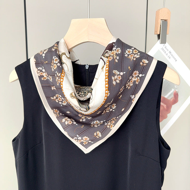 Elegant Silk Cashew Nuts Pattern Silk Scarf For Women In Grey, Perfect For Summer