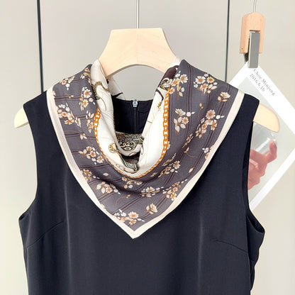 Elegant Silk Cashew Nuts Pattern Silk Scarf For Women In Grey, Perfect For Summer