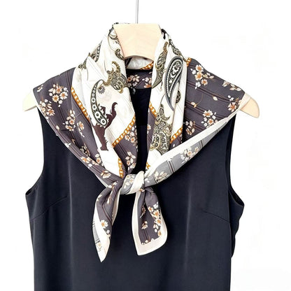 Elegant Silk Cashew Nuts Pattern Silk Scarf For Women In Grey, Perfect For Summer