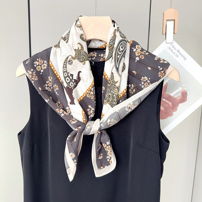 Elegant Silk Cashew Nuts Pattern Silk Scarf For Women In Grey, Perfect For Summer