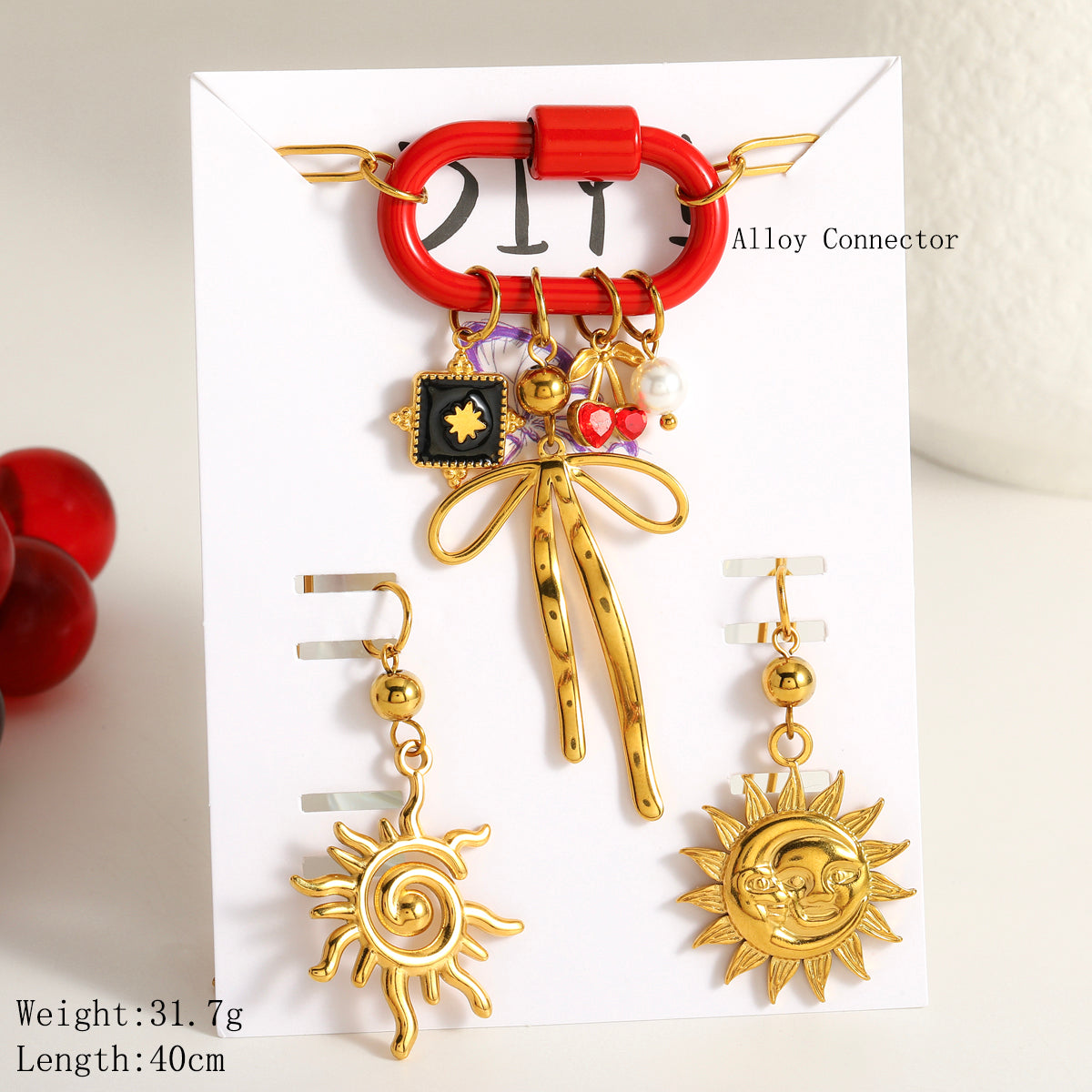 Cartoon Style Jewelry Set For Women With 18K Real Gold Plated 0.03µm Finish Featuring Artificial Pearl And Paperclip Chain