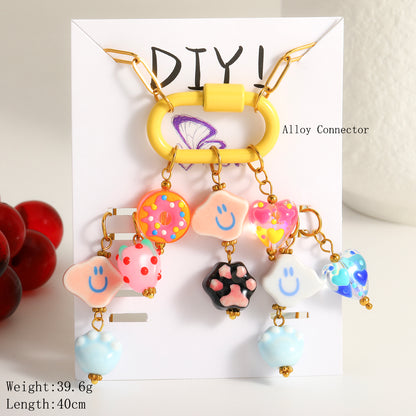 Cartoon Style Jewelry Set For Women With 18K Real Gold Plated 0.03µm Finish Featuring Artificial Pearl And Paperclip Chain