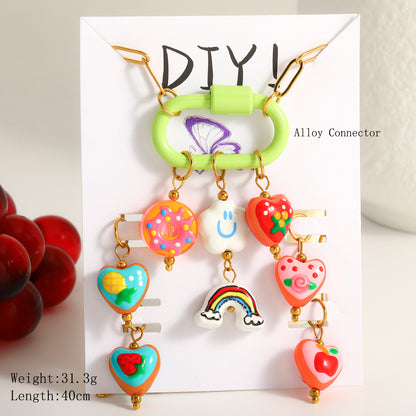 Cartoon Style Jewelry Set For Women With 18K Real Gold Plated 0.03µm Finish Featuring Artificial Pearl And Paperclip Chain