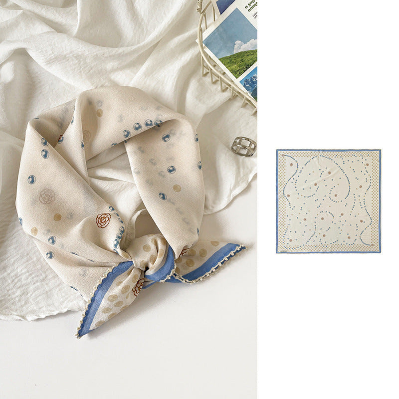 Women’s Commute Silk Scarf Featuring Elegant Horse Pattern, Perfect For Summer