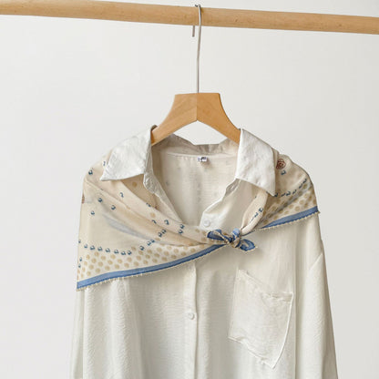 Women’s Commute Silk Scarf Featuring Elegant Horse Pattern, Perfect For Summer