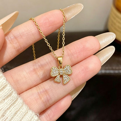 Sweet Bow Tie Pendant Necklace For Adults In 304 Stainless Steel With Cable Chain, Perfect For Party Wear