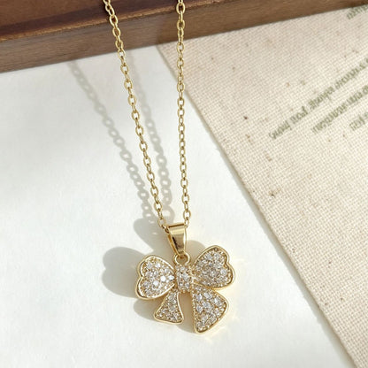 Sweet Bow Tie Pendant Necklace For Adults In 304 Stainless Steel With Cable Chain, Perfect For Party Wear