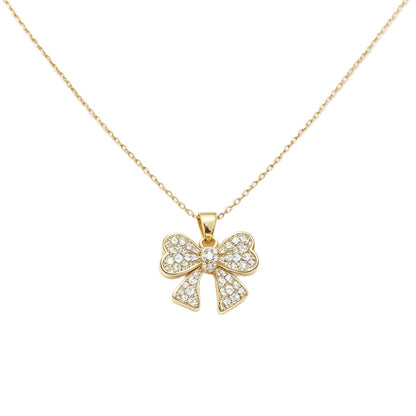 Sweet Bow Tie Pendant Necklace For Adults In 304 Stainless Steel With Cable Chain, Perfect For Party Wear