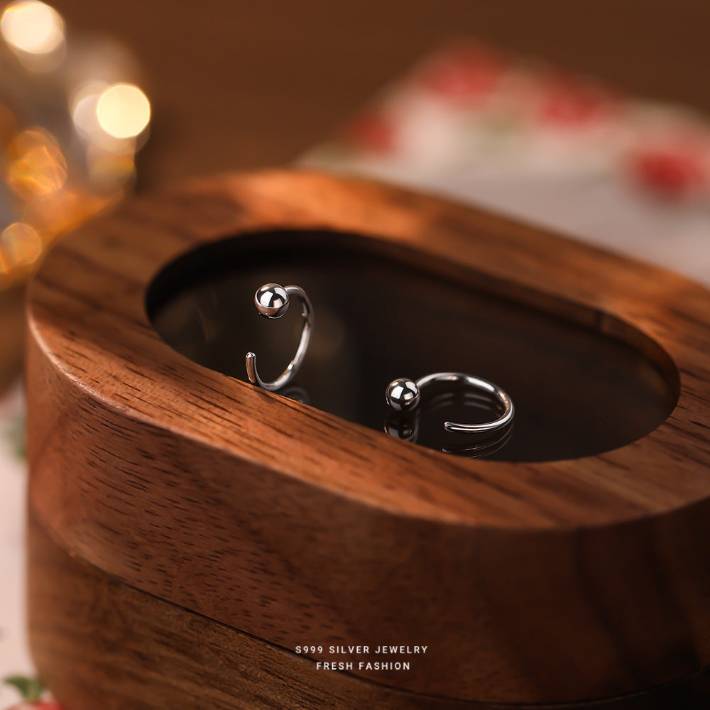 Simple Style Round Earrings For Women In Silver Featuring Electroplated S999 Silver Material