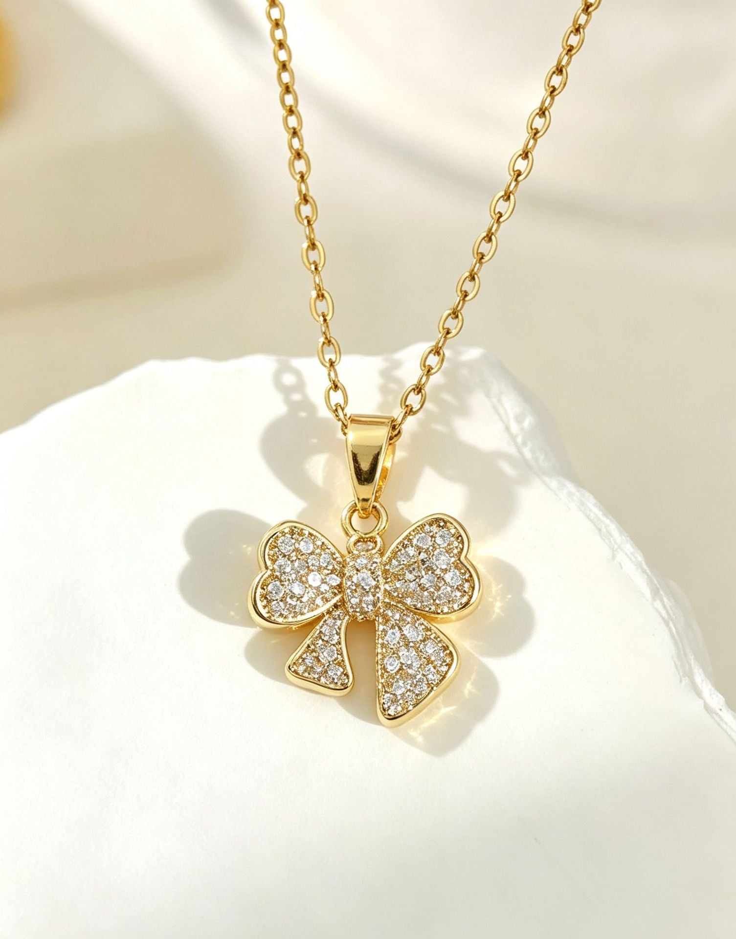 Sweet Bow Tie Pendant Necklace For Adults In 304 Stainless Steel With Cable Chain, Perfect For Party Wear