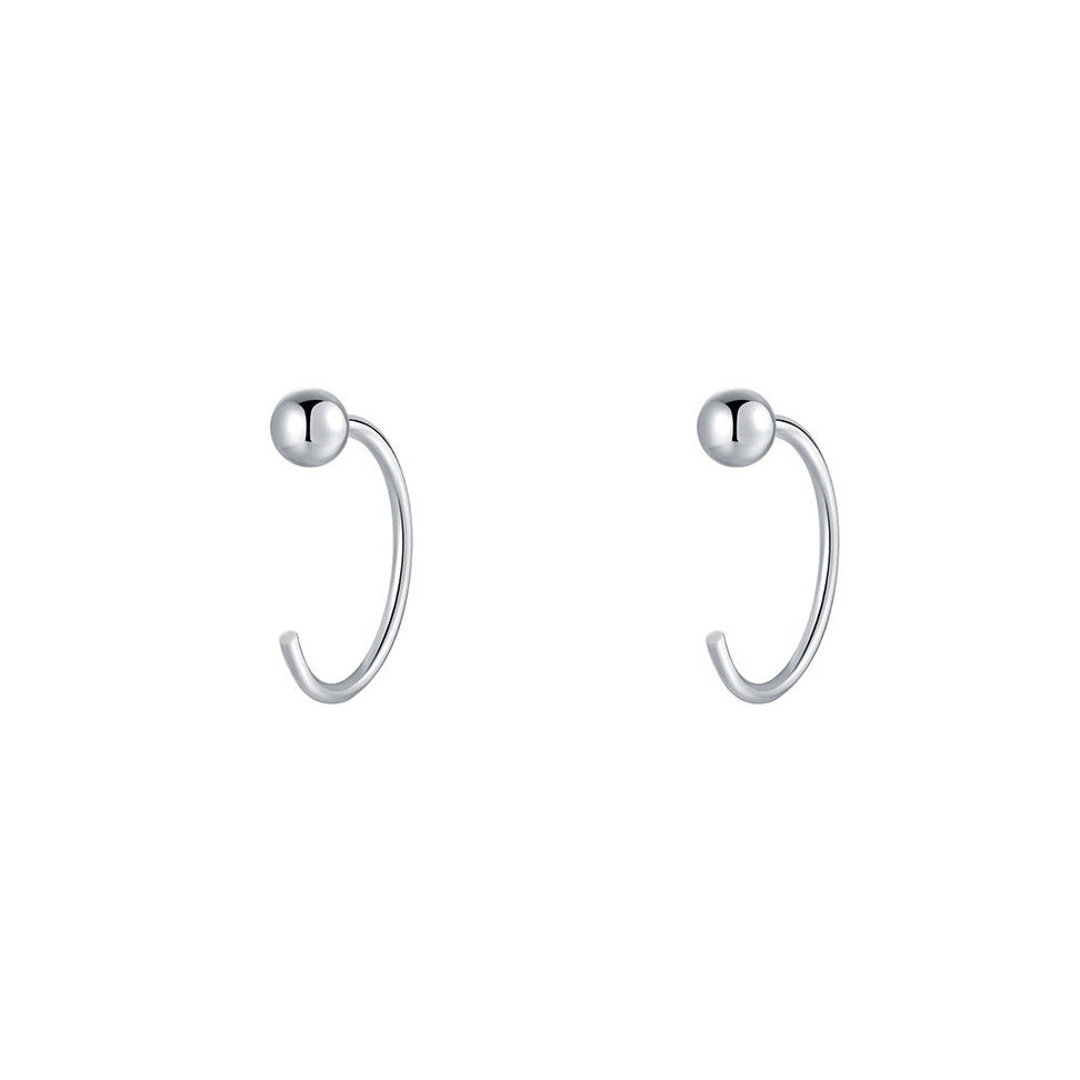 Simple Style Round Earrings For Women In Silver Featuring Electroplated S999 Silver Material