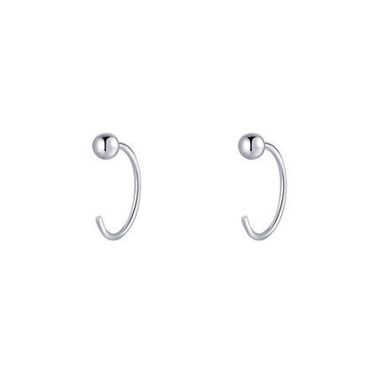 Simple Style Round Earrings For Women In Silver Featuring Electroplated S999 Silver Material