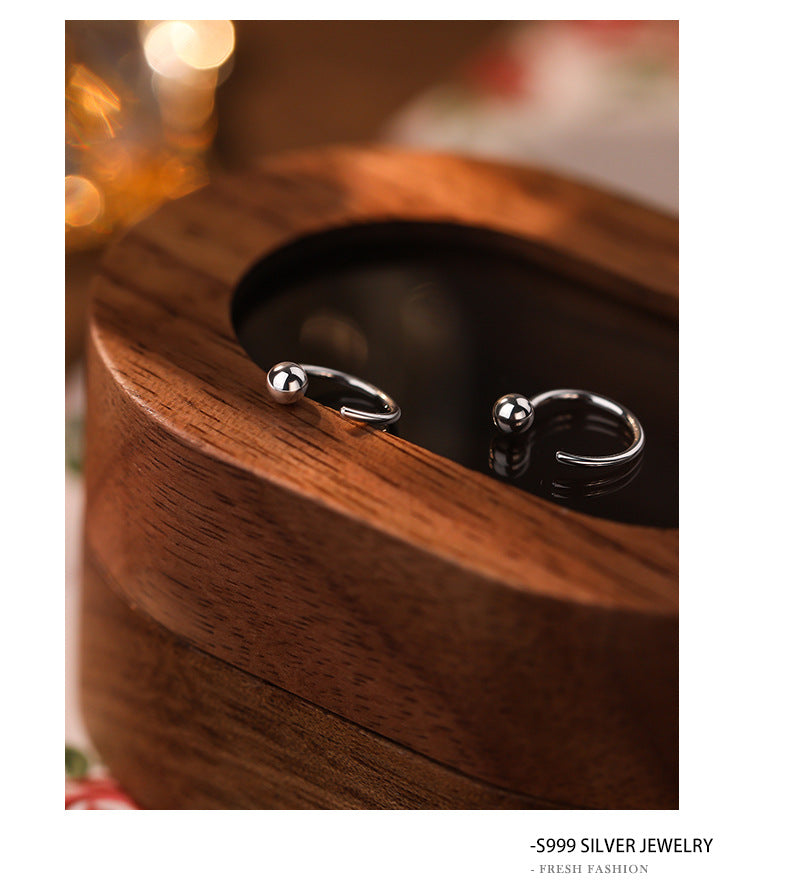 Simple Style Round Earrings For Women In Silver Featuring Electroplated S999 Silver Material