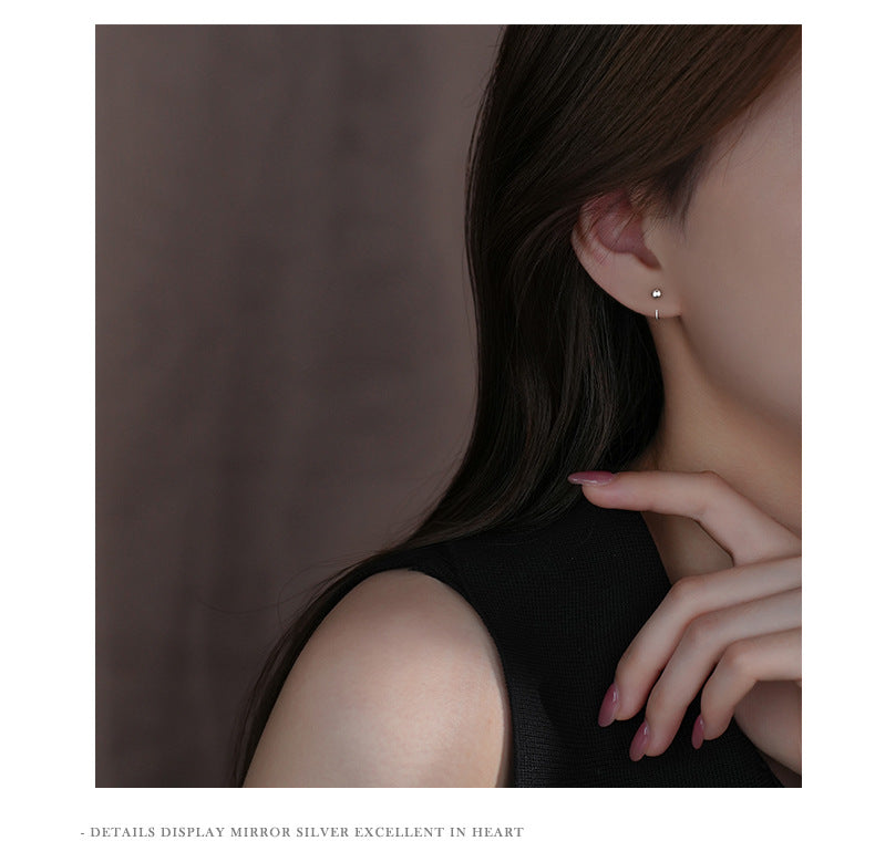 Simple Style Round Earrings For Women In Silver Featuring Electroplated S999 Silver Material
