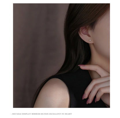 Simple Style Round Earrings For Women In Silver Featuring Electroplated S999 Silver Material