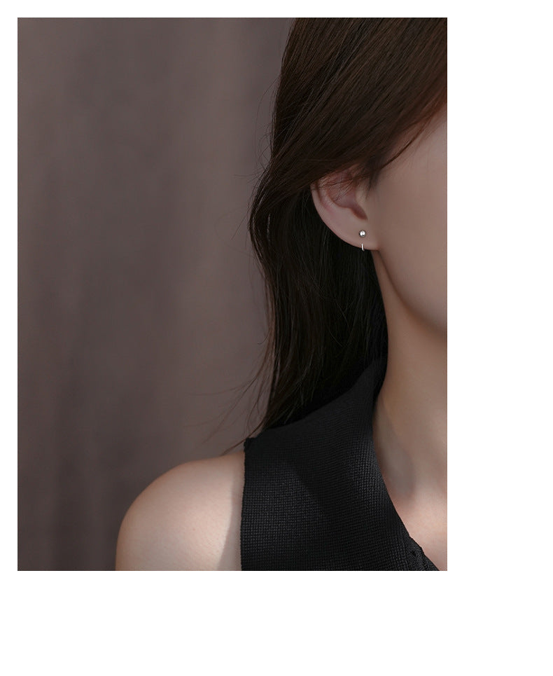 Simple Style Round Earrings For Women In Silver Featuring Electroplated S999 Silver Material