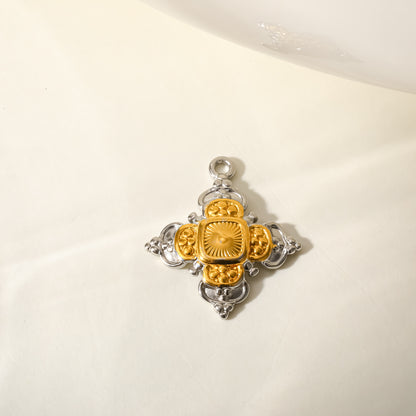 Star Pendant In 304 Stainless Steel With 18K Real Gold Plated PVD Coating 0.03µm Featuring Artificial Pearl, 1 PCS Package
