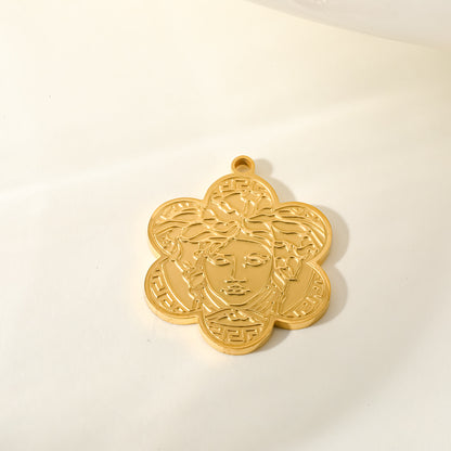 Star Pendant In 304 Stainless Steel With 18K Real Gold Plated PVD Coating 0.03µm Featuring Artificial Pearl, 1 PCS Package