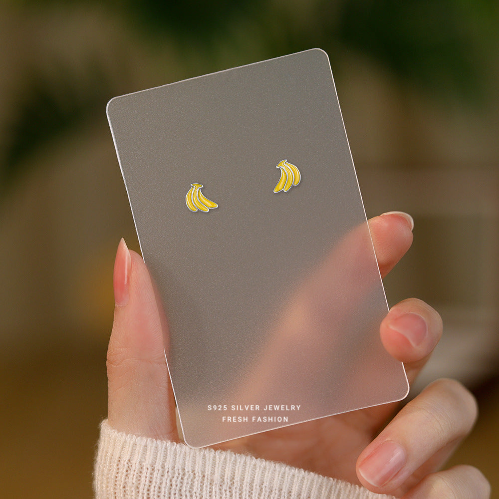 Cute Banana Stud Earrings For Women In Gold Featuring 925 Sterling Silver With Epoxy Craft