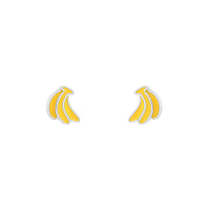 Cute Banana Stud Earrings For Women In Gold Featuring 925 Sterling Silver With Epoxy Craft