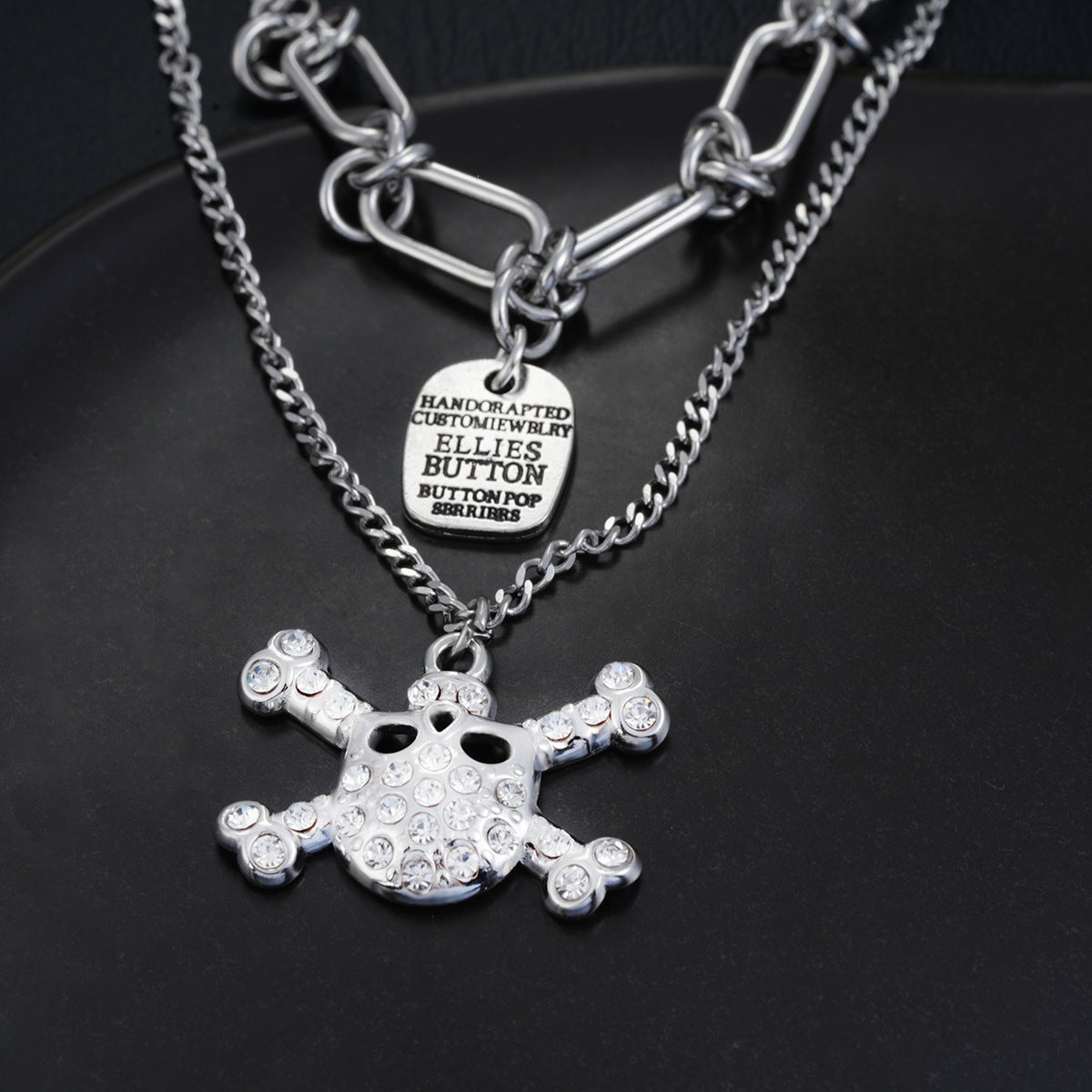 Men's Double Layer Skull Necklace In 304 Stainless Steel With Electroplated Finish And Alloy Pendant For Daily Wear