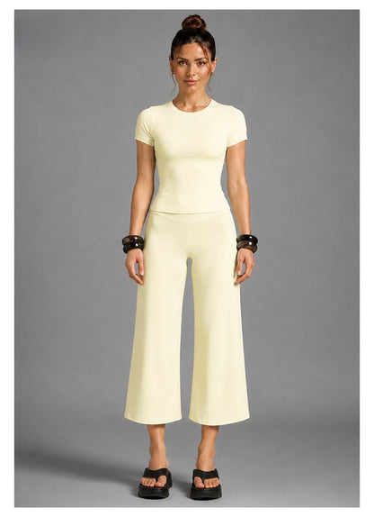 Sporty Calf-Length Running Jumpsuit For Women In Nylon Fabric Featuring Wide Leg Pants Design For Summer