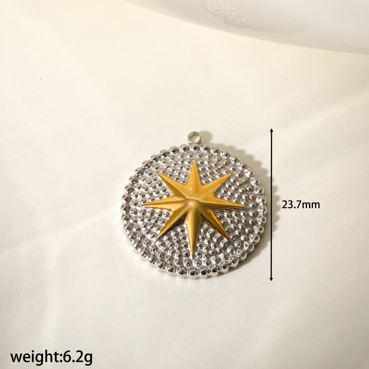 Star Pendant In 304 Stainless Steel With 18K Real Gold Plated PVD Coating 0.03µm Featuring Artificial Pearl, 1 PCS Package